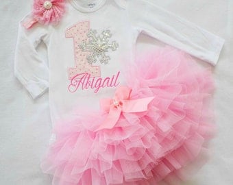 First Birthday Outfit Girlpink Silver Winter Onederland Outfitst Birthday Girl Outfit