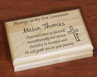 First Communion Engraved Keepsake Box, First Communion Gift, Custom Communion Gift