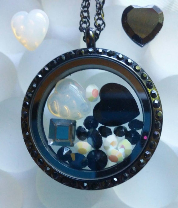 Black Enamel Black CZ Twist Top Stainless Steel by TilliesLockets