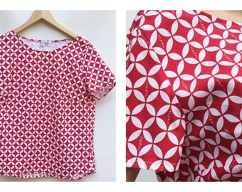 Byblos pattern Woven Boxy Top / Oversized dolman sleeve top / Byblos pattern Woven Shirt