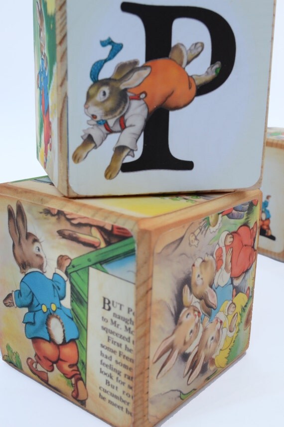 Peter Rabbit Wooden Name Blocks Beatrix Potter Birthday