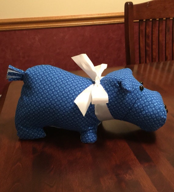 blue stuffed hippo