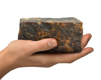 6 Oz AFRICAN BLACK SOAP Raw Fresh and Sealed Raw Vegan Organic Fair Trade Market Natural Ingredient, Great for Face and Body
