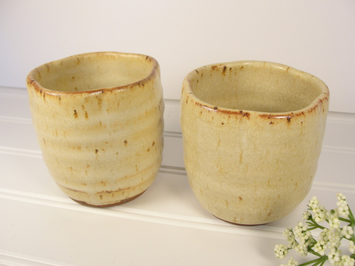 Green tea cups Set of 2 Yunomi Japanese tea cups Tea cups