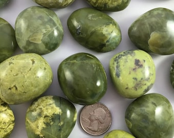 Beautiful Tumbled SERPENTINE Healing Gemstone// Serpentine// Tumbled Stones// Healing Crystals// Green Stones// Heart Chakra// from Peru