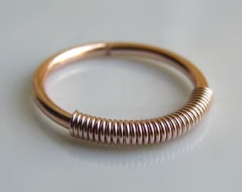 Cartilage Twist Hoop Earrings / Rose Gold Fill Tragus Hoop Earring / Twist Nose Ring - Nose Hoop
