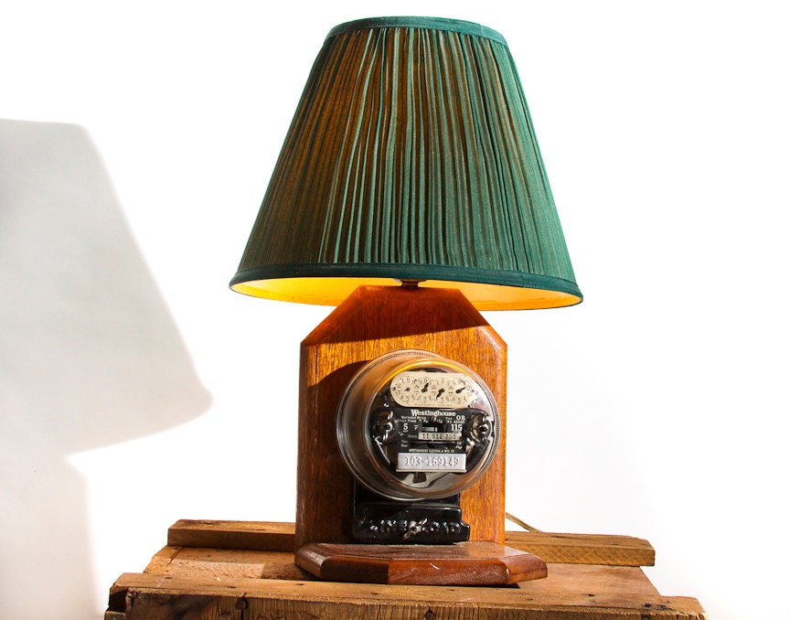 Vintage Westinghouse Electric Meter Lamp with Shade Rustic