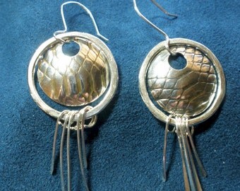 Sterling Silver Patterned Stringer-Drop Earrings