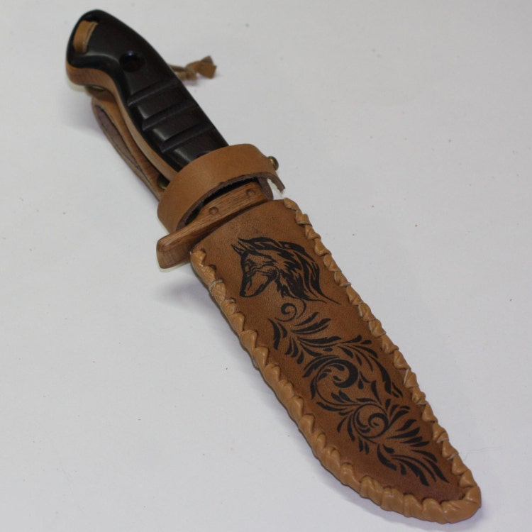Toy wooden knife with leather sheath by RusWoodToys on Etsy