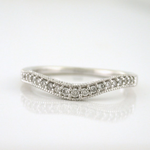 Half Carat Curved Wedding Band for a Customized Fit 14k white gold