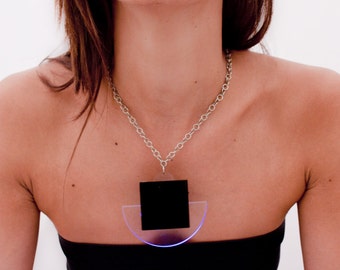 Modern minimal necklace, LED necklace, wearable technology, plexiglass necklace, eco friendly necklace