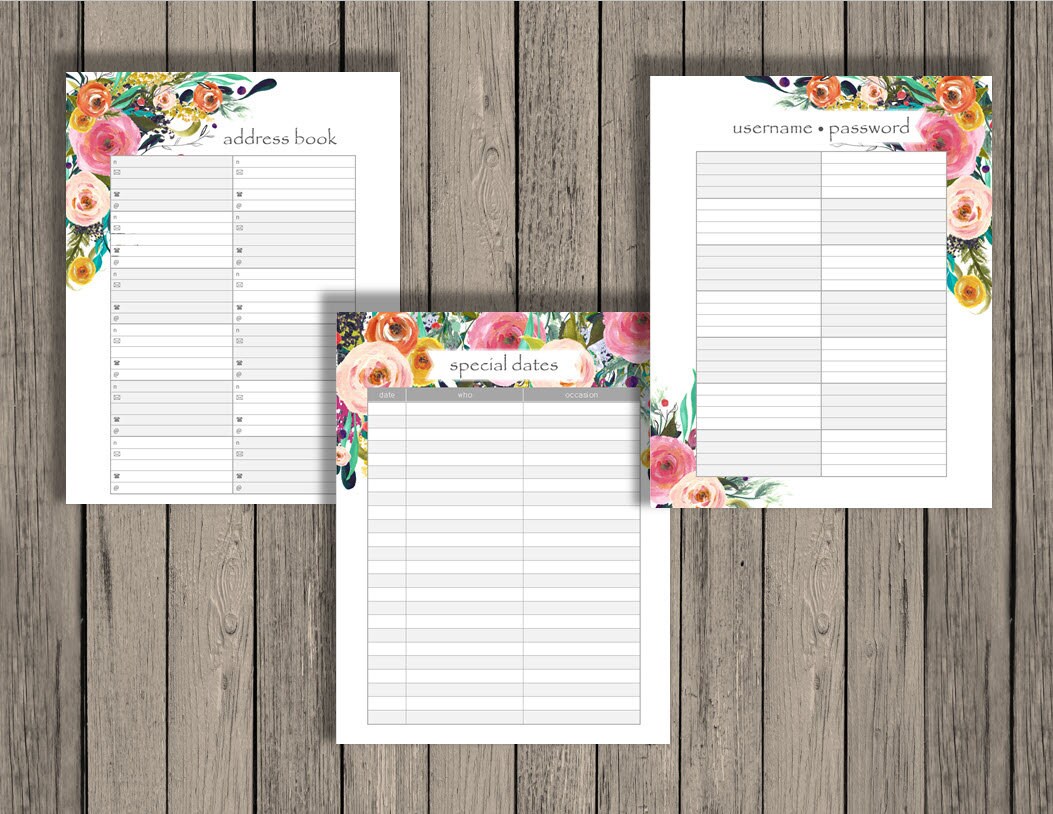 Editable address book printable editable username and