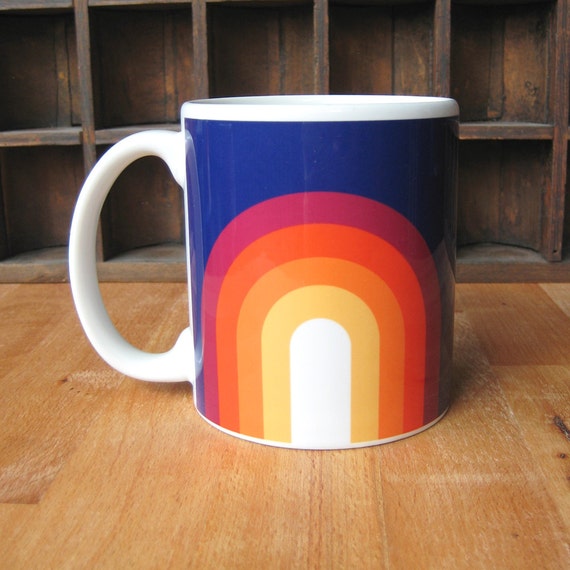 Rainbow Mug Free Shipping Retro Kitchen 70s Design Rainbow Kitchen Vintage Inspired Mug Sublimation Printing