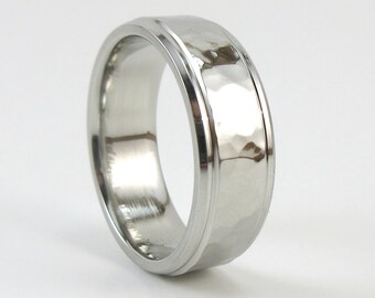 steel ring mens hammered ring stainless band mens wedding band gift for - Non Traditional Wedding Rings steel ring mens hammered ring stainless band mens wedding band gift for - Non Traditional Wedding Rings