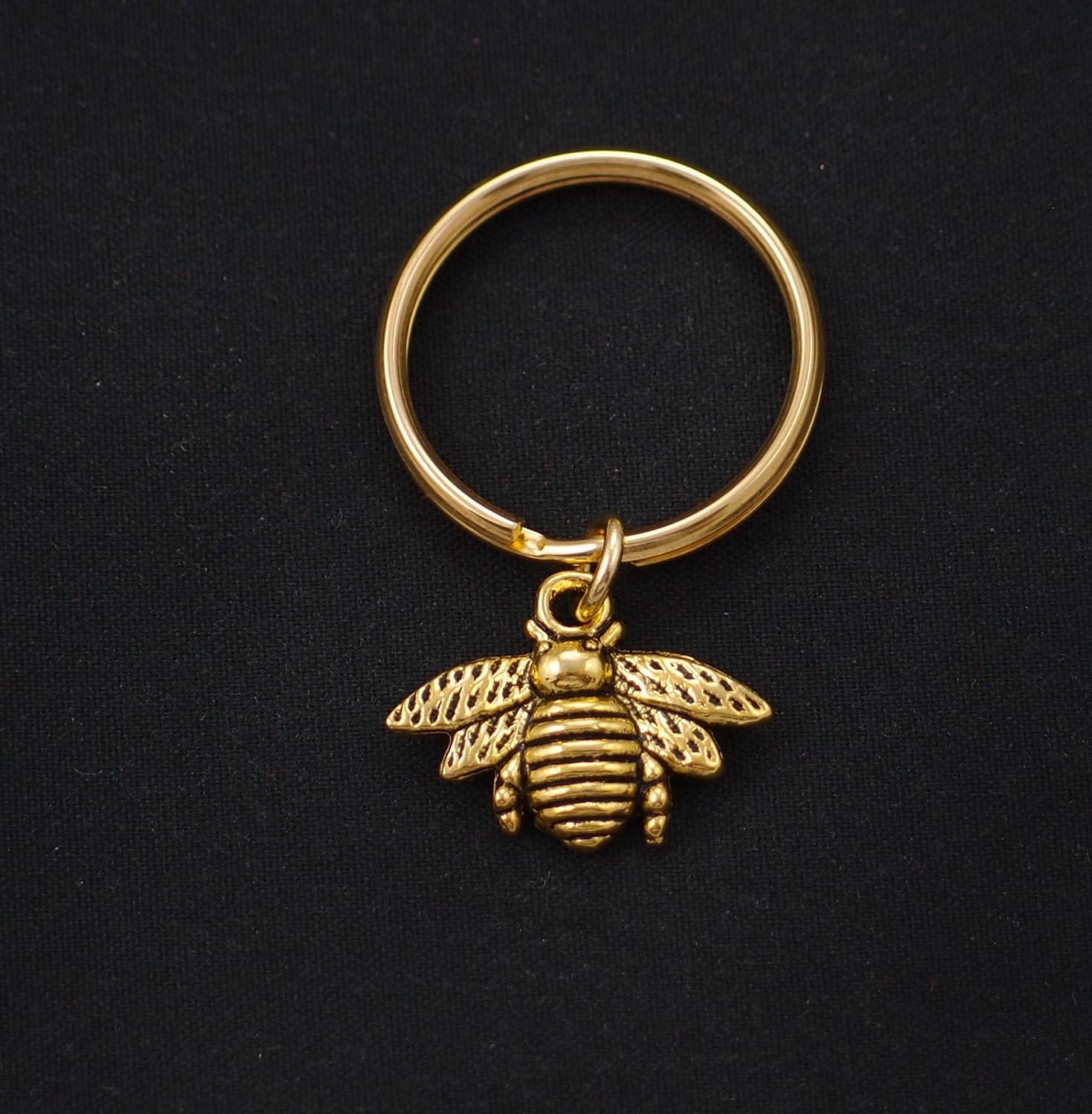 bee keychain gold filled gold bee charm keyring honeybee