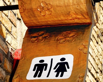 Color Photograph, Toilette Sign, Quebec Canada
