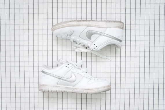 Nike Sneakers White & Silver Aesthetic Minimalist Sneakers