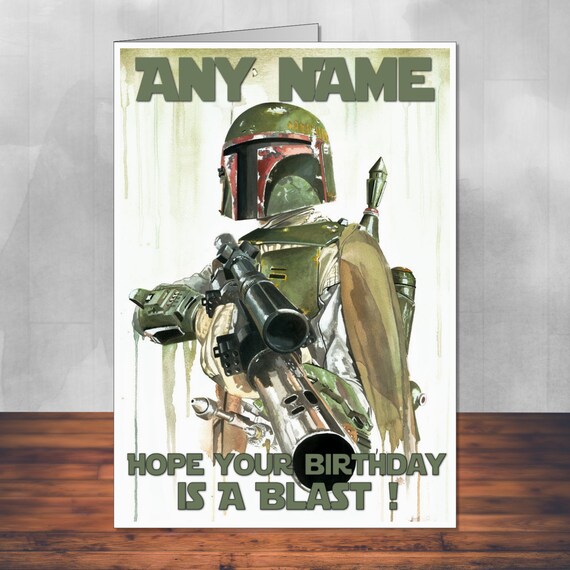 Star wars birthday card boba fett fan art 5x7 by martynandwells