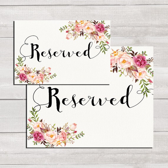 Reserved sign printable 8x10 5x7 4x6 wedding reserved sign