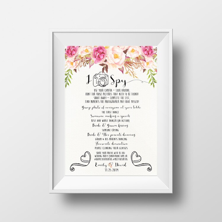 Printable iSpy Wedding Game table sign by HappyLifePrintables