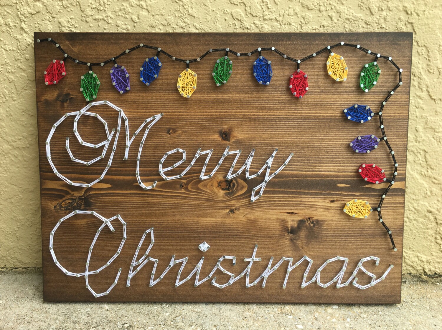 CUSTOM Merry Christmas String Art Holiday Lights Winter