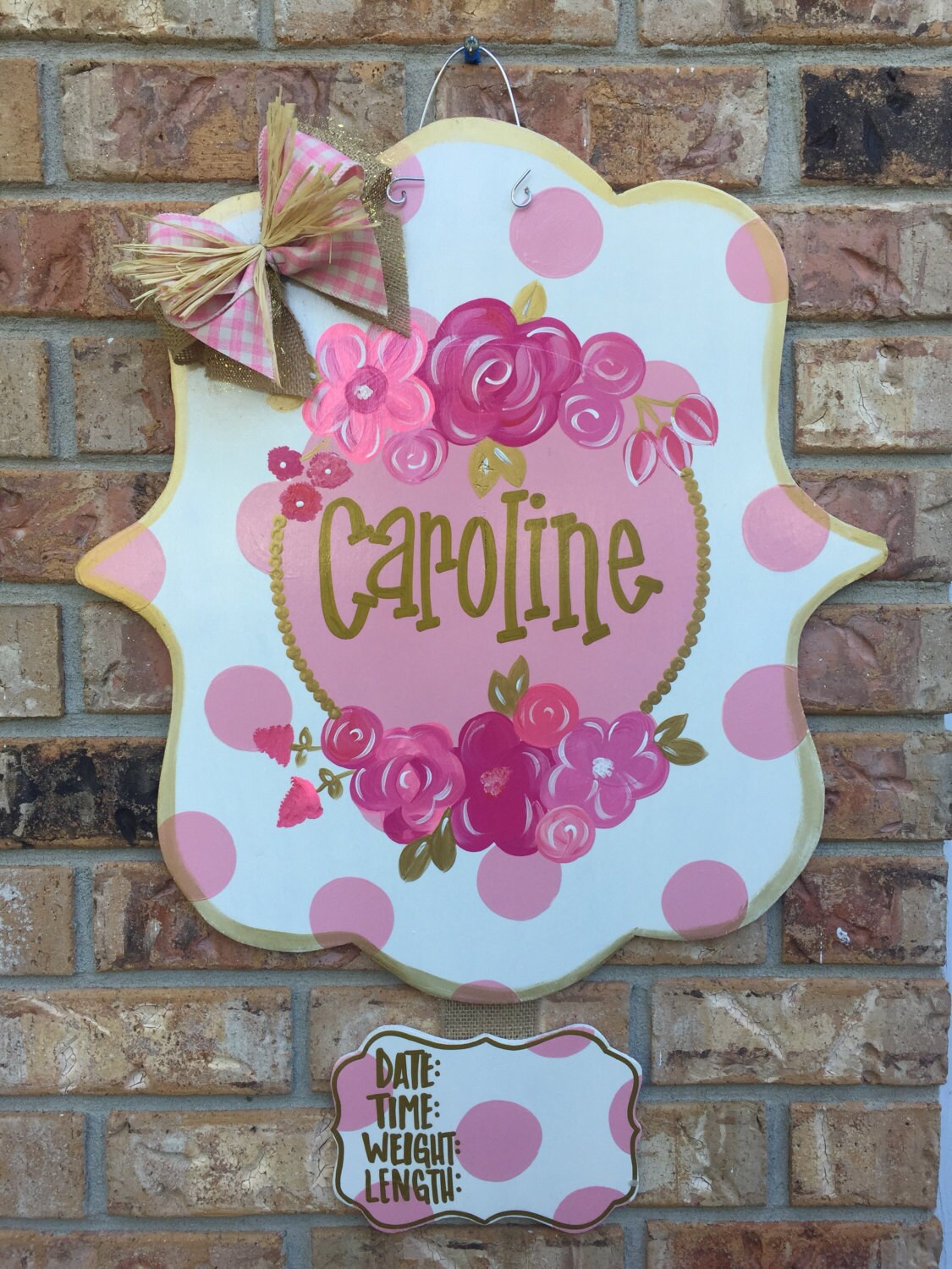 Polka dots are pretty too flower door hanger hospital door