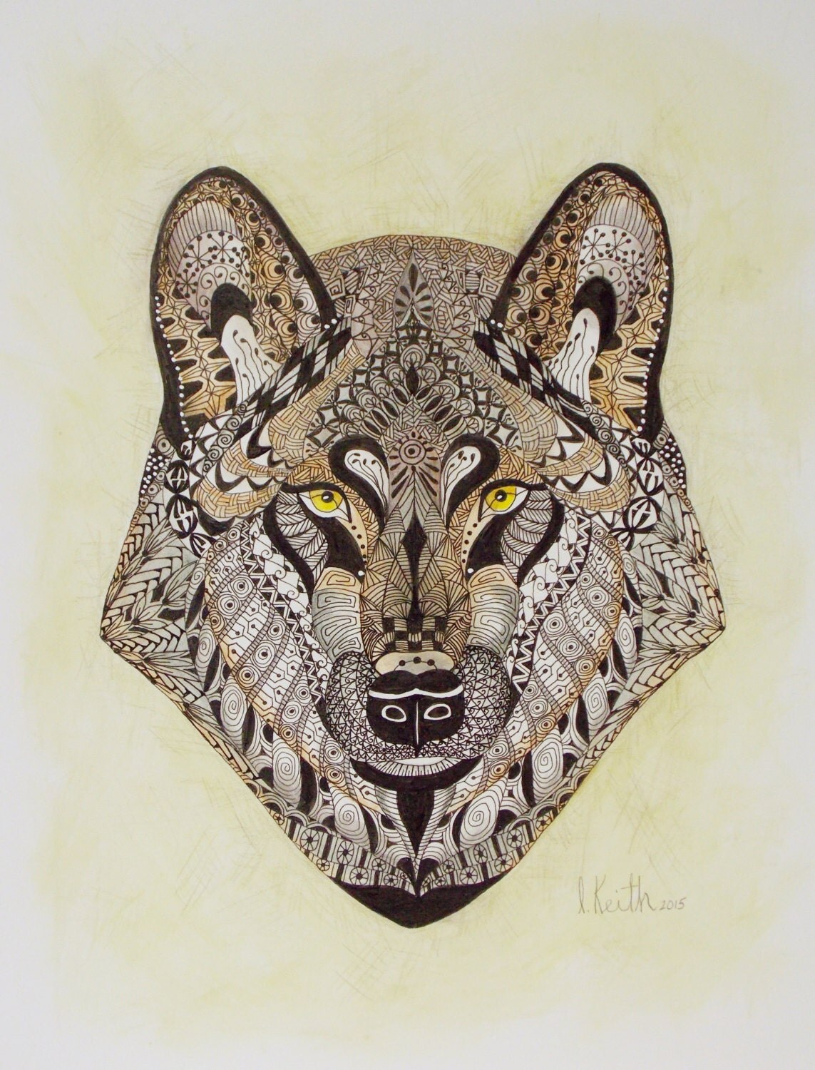 Wolf Drawing Zentangle Wolf Wolf Print Wolf Art by SweetMagsStudio