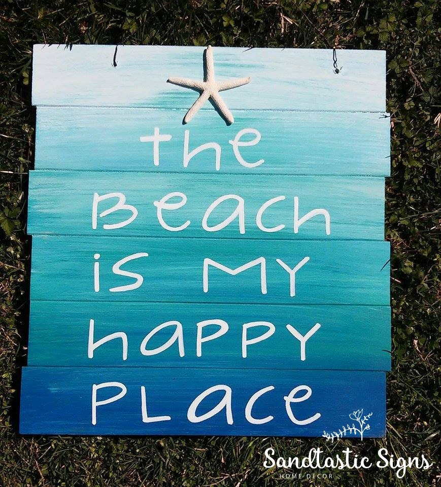 The beach is my happy place pallet sign