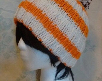 Orange And White striped Hat