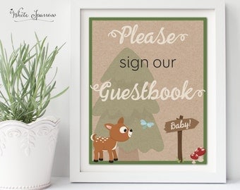 Woodland Baby Shower Sign. Neutral Baby Shower. Rustic Baby Shower. Baby Shower Decorations. Guestbook Sign. Baby Shower Guestbook.