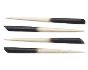 Wood Hair Sticks, Black and White, Wooden, with 14x10mm setting, 6" Hair Sticks, 2 each, D755