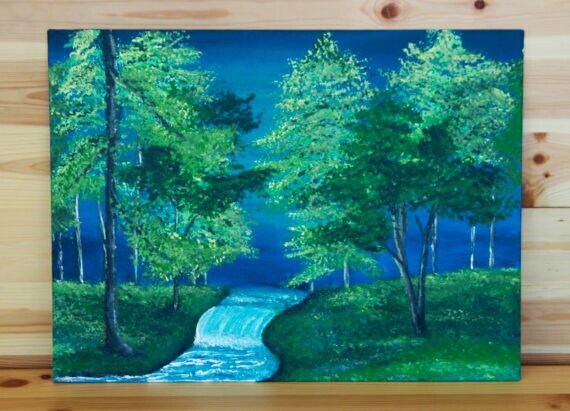 Tree Painting on canvas Babbling brook painting by KayzAttic