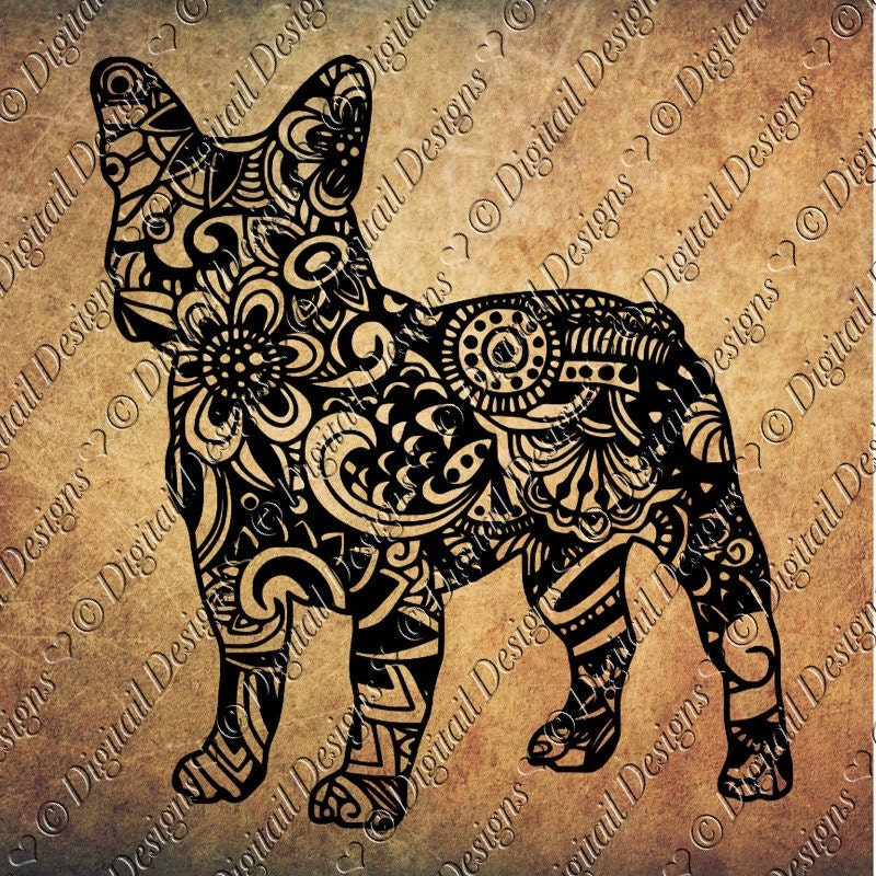 Download Zentangle French Bulldog SVG dxf fcm eps ai png cut file