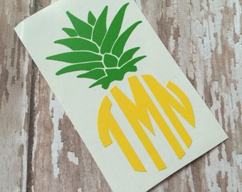 Pineapple Monogram | Monogrammed Pineapple | Pineapple Car Decal |
