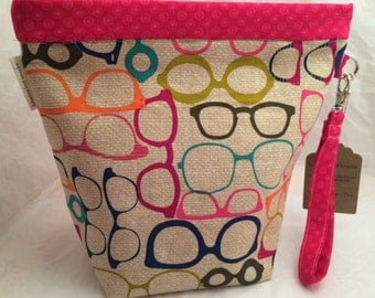Knitting Project Bag, Crochet Project Bag_Trendy Glasses