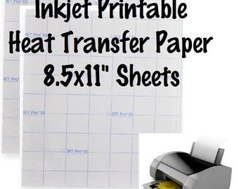 1 Sheet Inkjet Printable HTV Jet-Pro SS Printable Heat Transfer Paper 8.5x11" Sheets Light Fabric Printable HTV