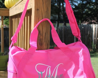 Glitter Monogrammed Duffle bag - monogrammed bag - pink- custom sports bag - team bag - sport duffle bag - custom duffle bag - sleepover bag