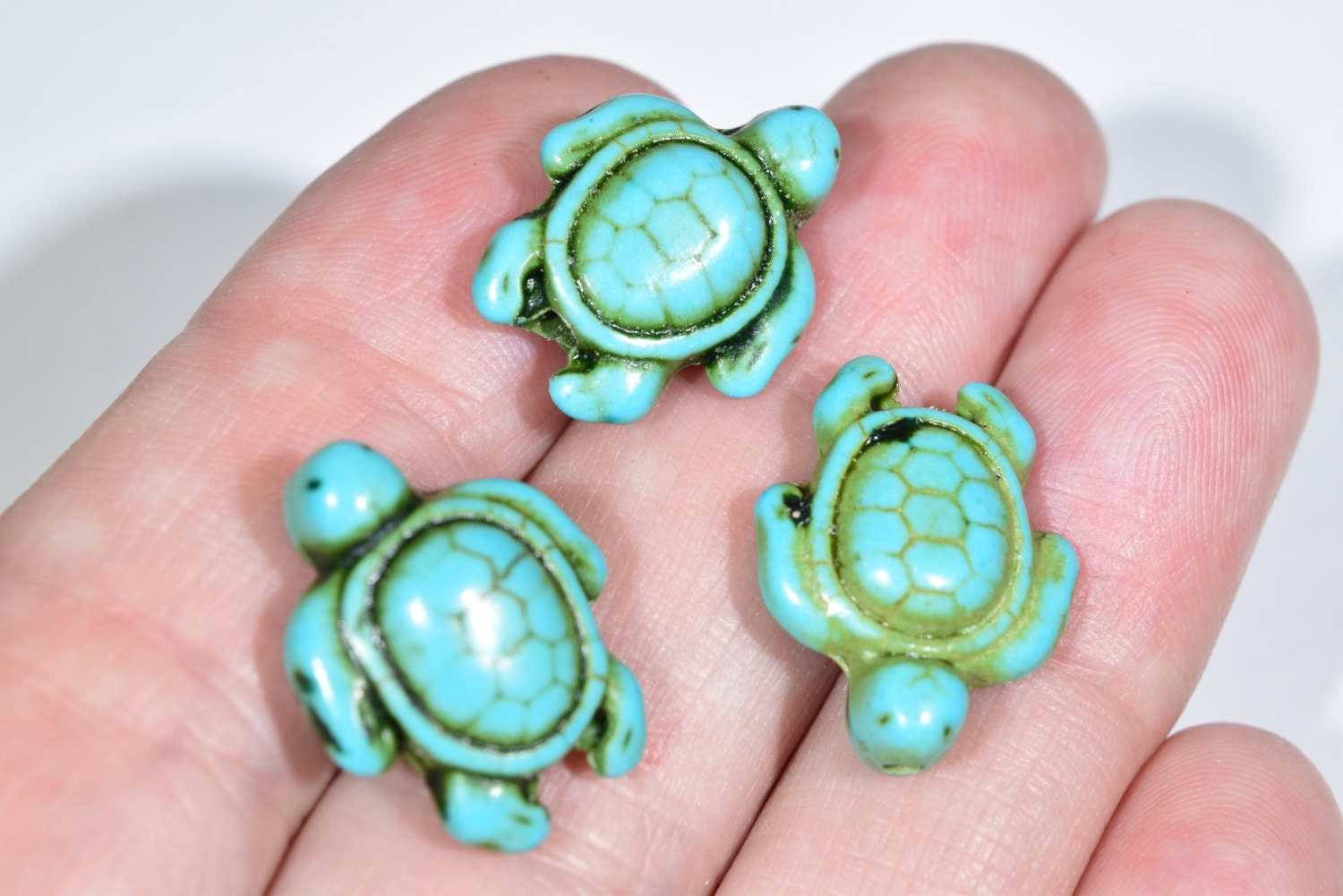 10 Blue Turtle Beads - Howlite Turtle Beads - Turquoise Turtle Beads 