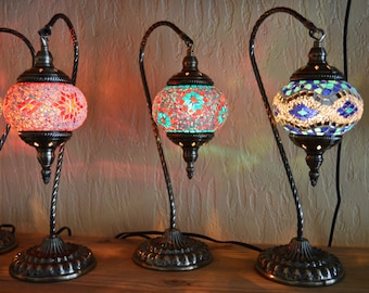 Turkish Swan Neck Mosaic Lamp