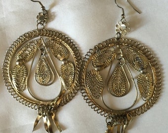 Vintage 1970's Boho Filigree Earrings