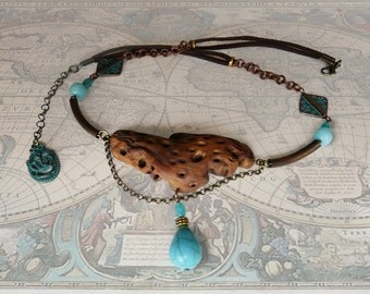 Magic forest, enchanted forest, necklace, wood necklace, wood, art deco.