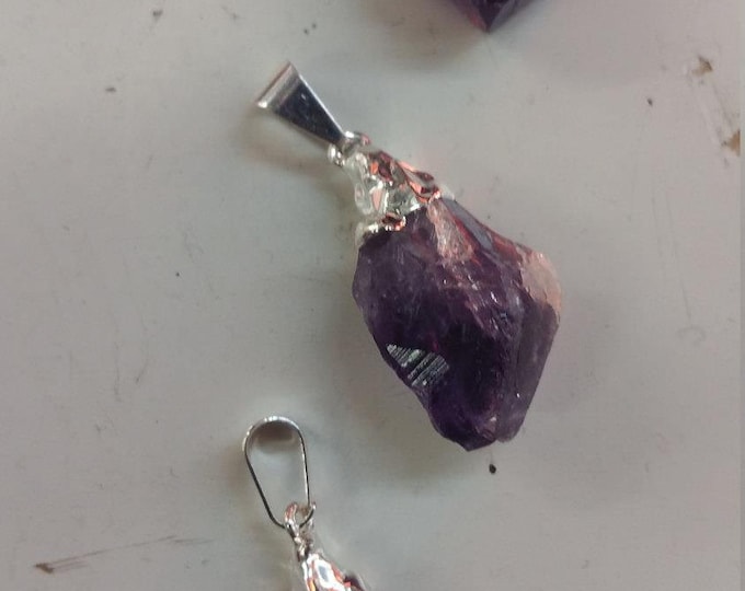 Amethyst Pendant with Silver Top- Amethyst Crystal Pendant from Brazil- Healing Crystals \ Reiki \ Healing Stone \ Healing Stones \ Chakra