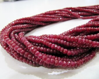 Excellent Quality Ruby Beads 3.5 to 5mm/ 16 inch Strand/ Corundum Ruby Beads Rondelle faceted / Best Quality / Sold per Strand