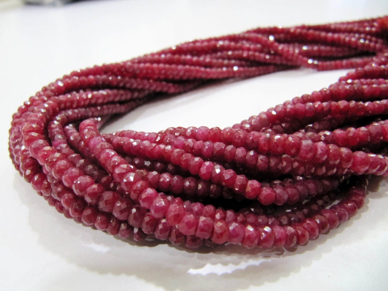 Excellent Quality Ruby Beads 3.5 to 5mm/ 16 inch Strand/