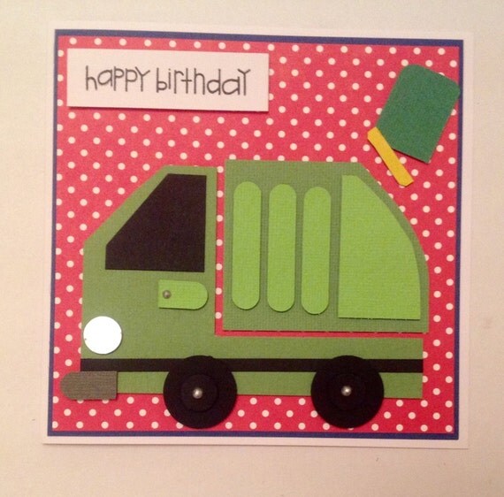 Garbage truck birthday card