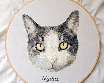 Custom Pet Portrait Hoop Art. Embroidery Hoop Wall Art. Stitched Wall Hanging. Room Decor.