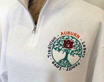 SHIPS quickly! AUBURN Toomer's Corner Oak Trees sweatshirt, quarter-zip - makes a great gift!!!