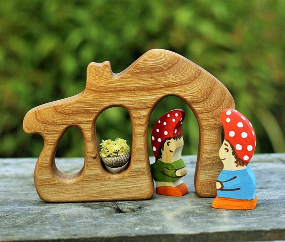 Gnomes in the house Montessori toys Nature table Wooden Figurines Woodland set puzzle Waldorf Toys for toddlers Handmade Birthday gift