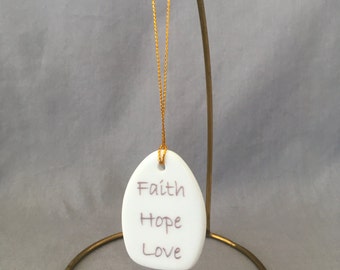 Teardrop Bouquet charm - "Faith Hope Love"