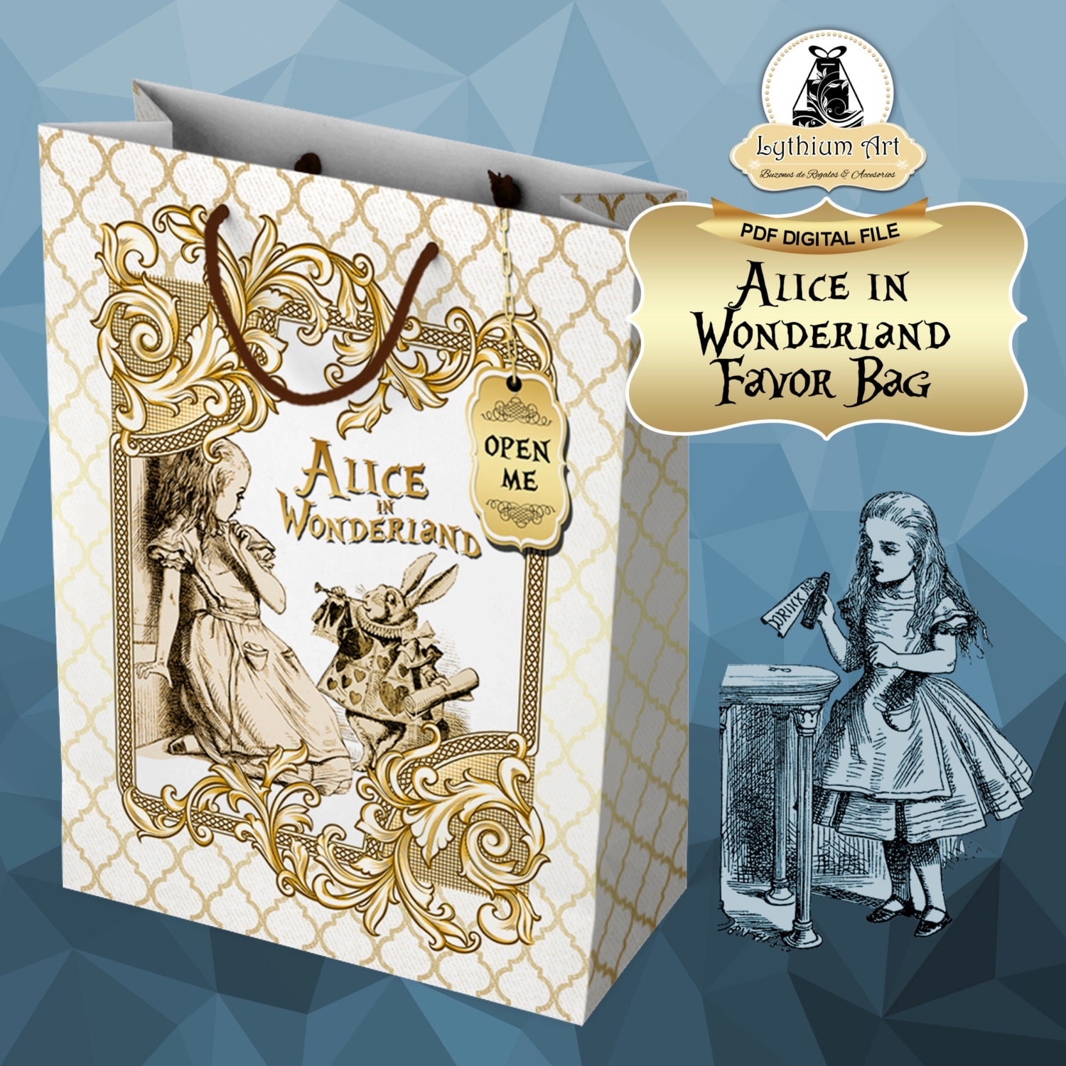 Alice in Wonderland Favor Bag Alice in Wonderland por LythiumArt